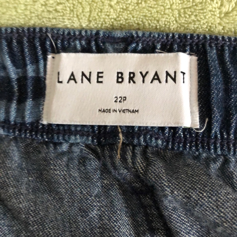 Lane Bryant jeans cargo parachute baggy denim blue leaf pattern Petite Plus 22P - Picture 9 of 10